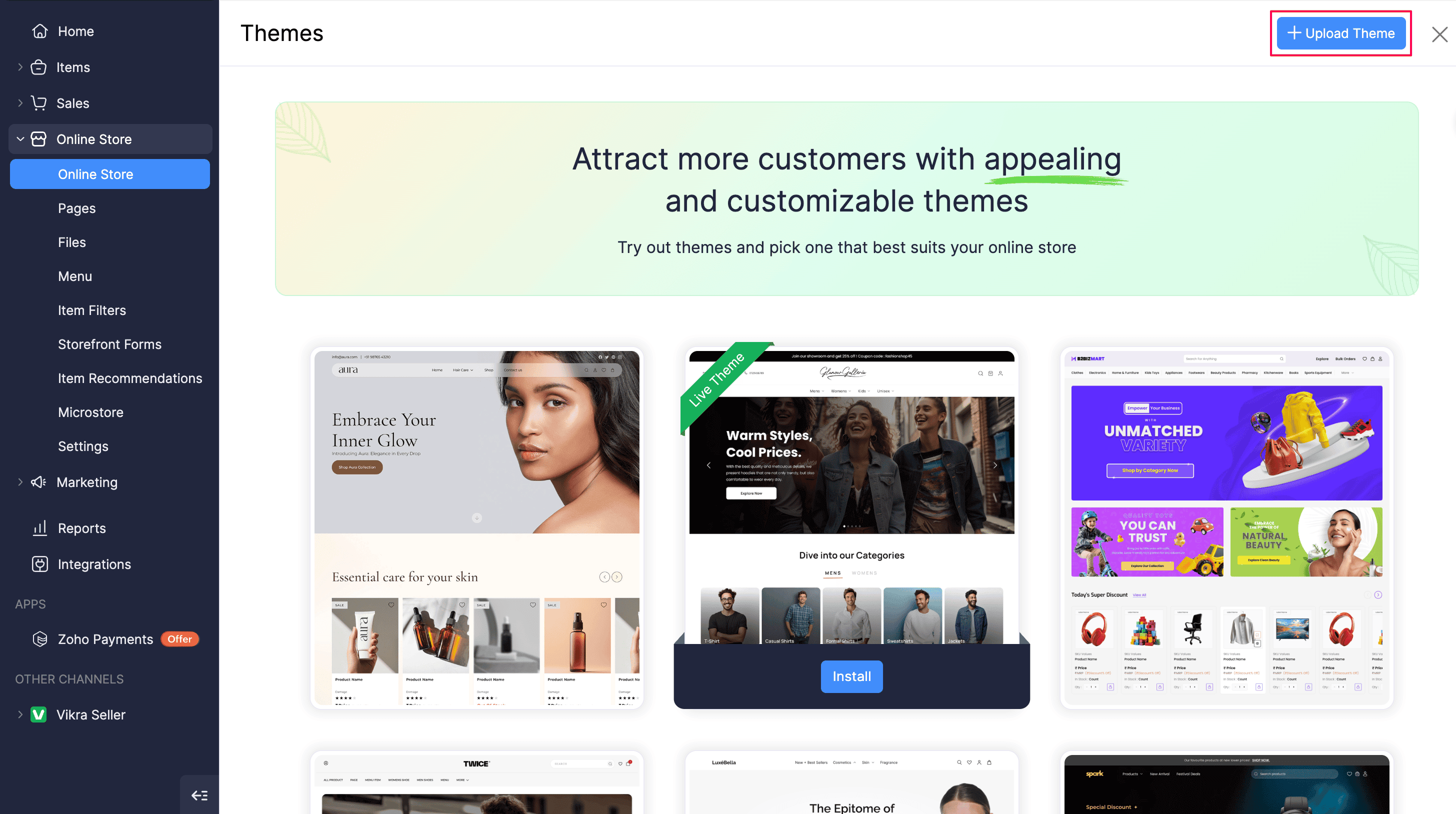 Upload Theme