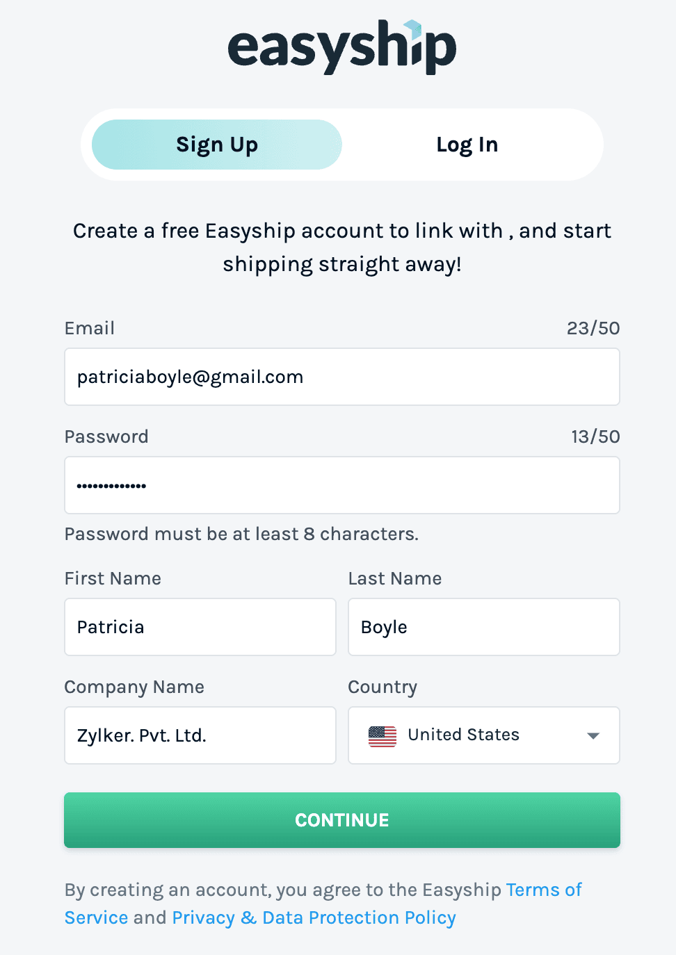 Easyship Sign up