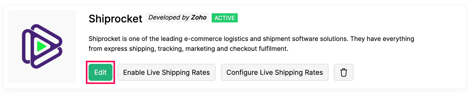 Edit Shiprocket
