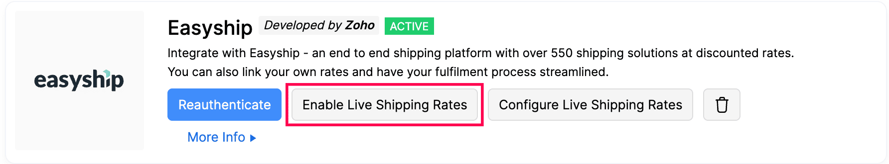 Enable Live Shipping