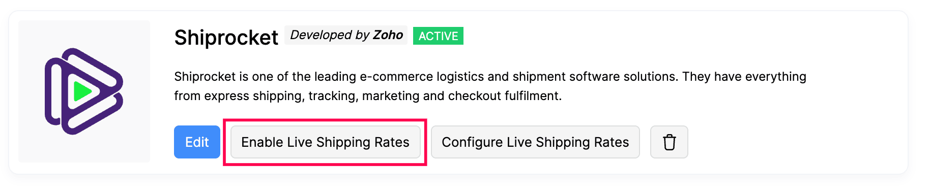 Enable live Shipping