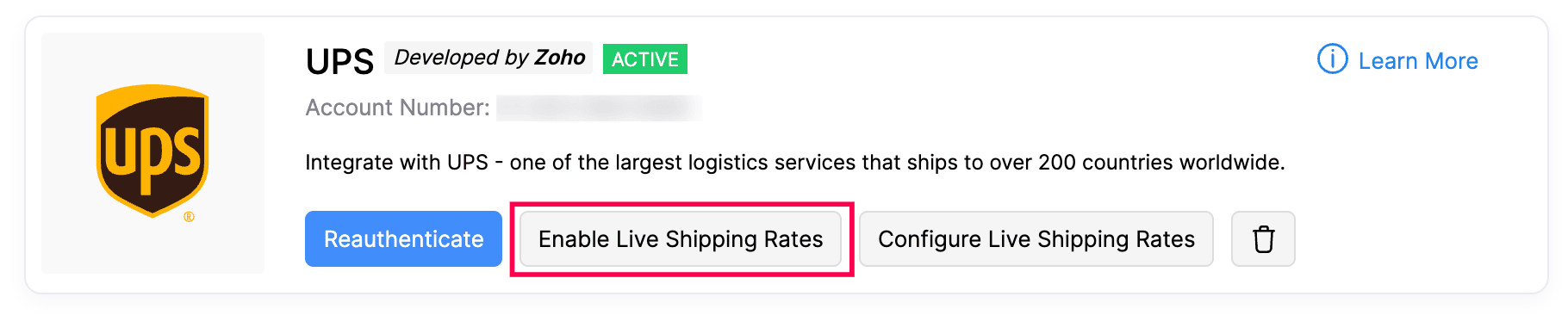Enable Live Shipping