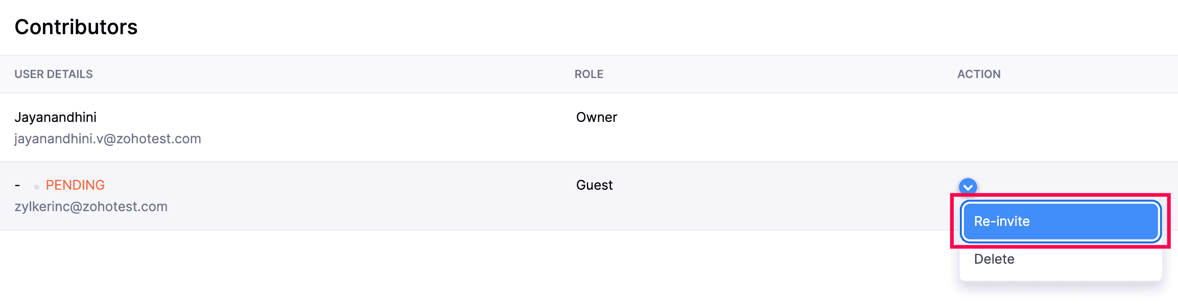 Reinvite Contributor