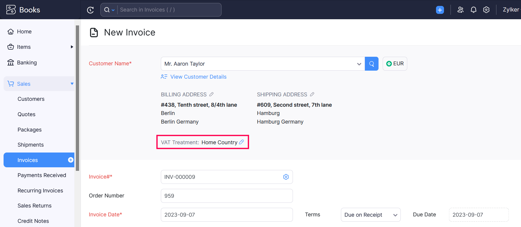 VAT Treatment Home Country