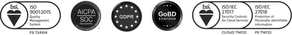 GDPR and other quality, privacy, and security compliance badges