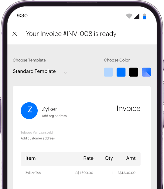 Send invoice PDFs with Zoho Invoice