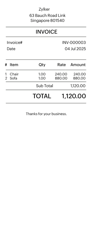 Retail invoice template