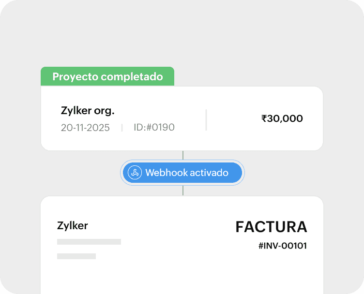Webhook entrante que activa una acción en Zoho Books.
