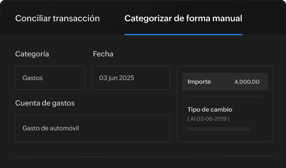 Transacción bancaria categorizada como gasto de automóvil.