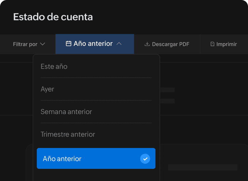 Estado de cuenta del cliente con saldos e historial de transacciones