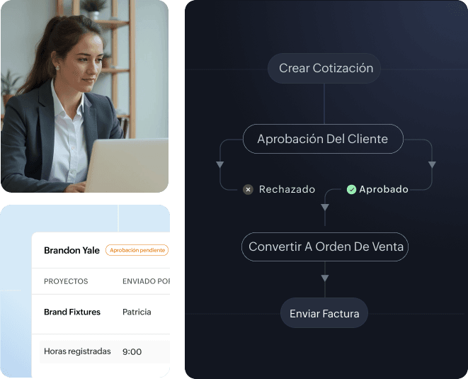 Cliente revisando transacciones y pagos en el portal de Zoho Books