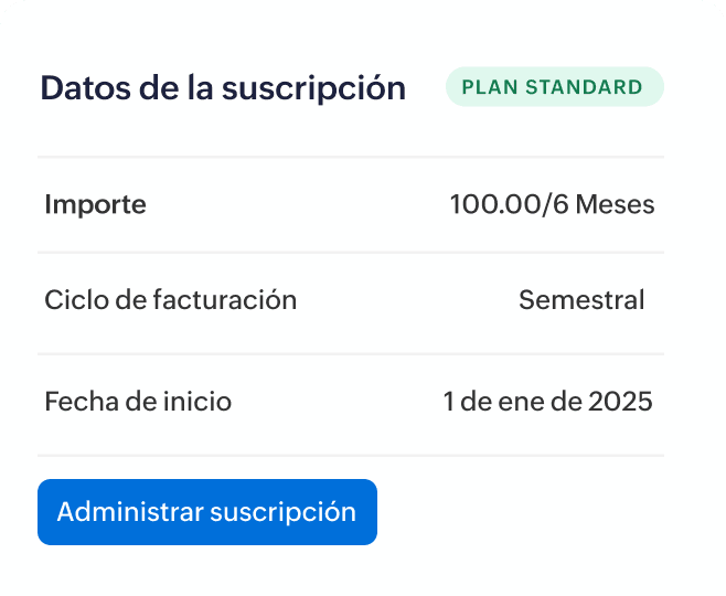 Detalles de suscripción en el portal del cliente