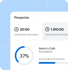 Panel de proyecto con tiempo, gastos y facturación en Zoho Books