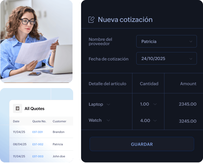 Panel de gestión de cotizaciones de Zoho Books que muestra una cotización lista para enviar