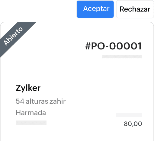 Proveedor revisando y aceptando un pedido de compra.