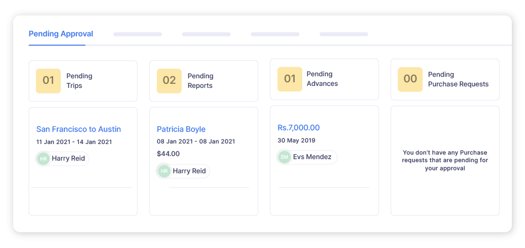 Consolidated screen of pending approvals