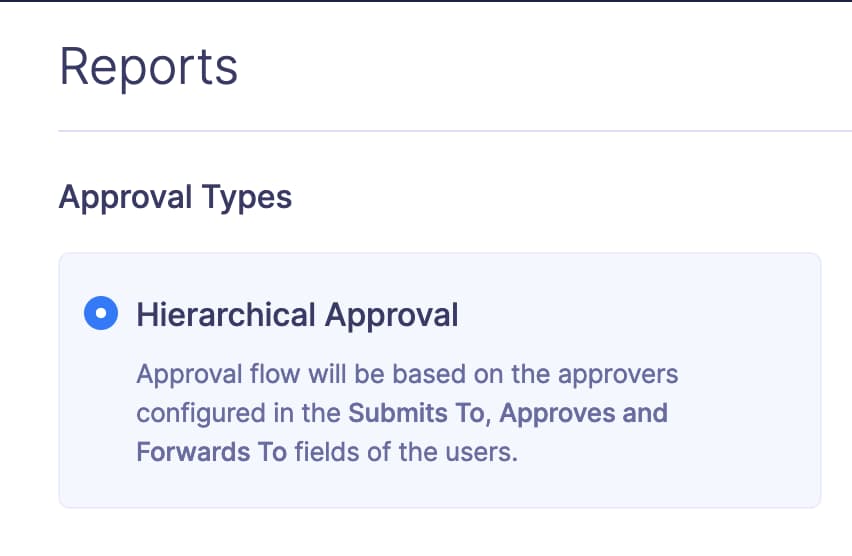 Screenshot showing hierarchical approval