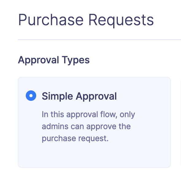 Screen showing simple approval flow