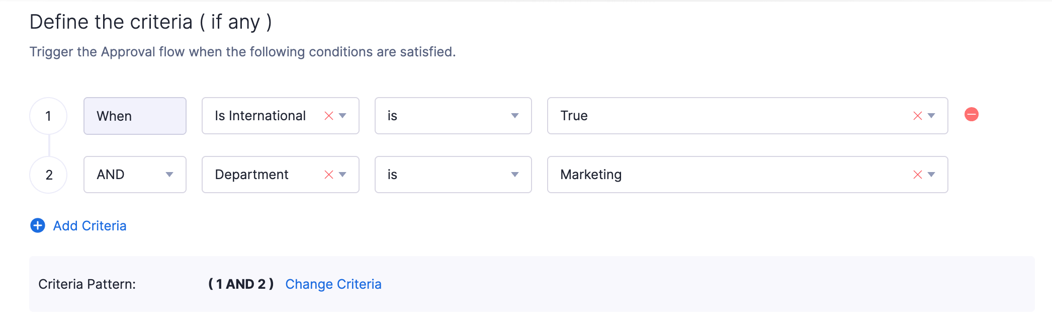 Set up the criteria for custom approval