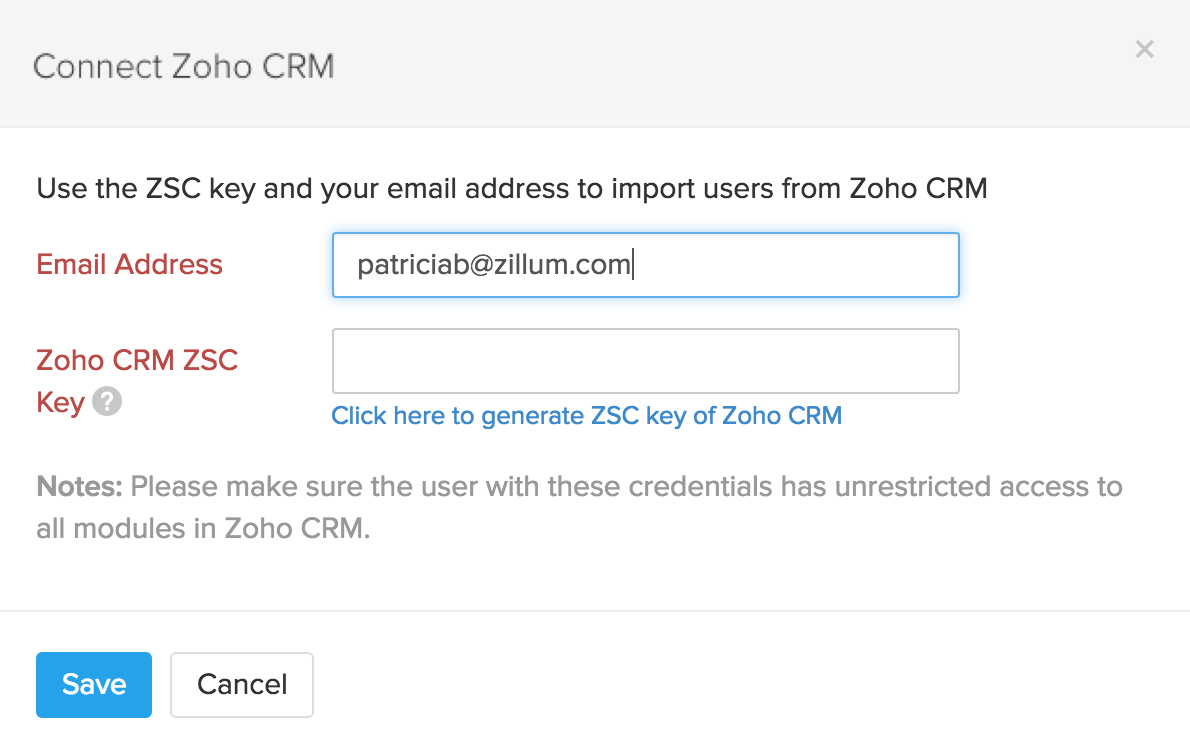 Connect Zoho CRM