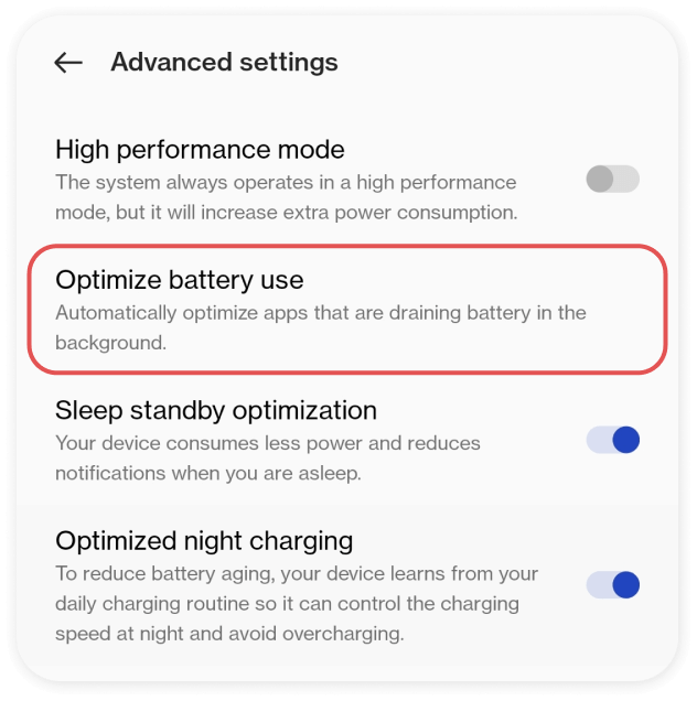 Optimize Battery Use