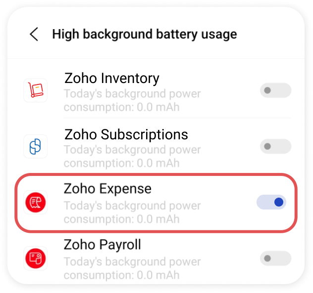 Toggle Zoho Expense