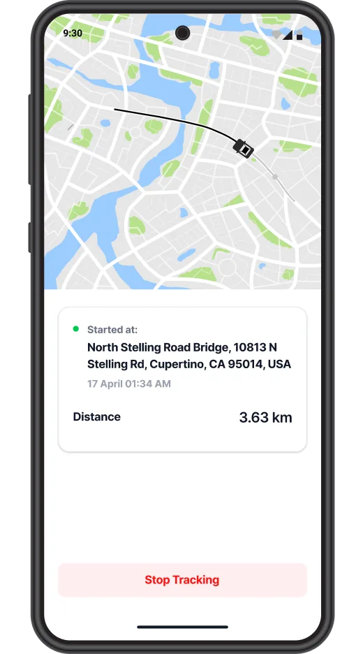 Mileage tracking in Zoho Expense Android app