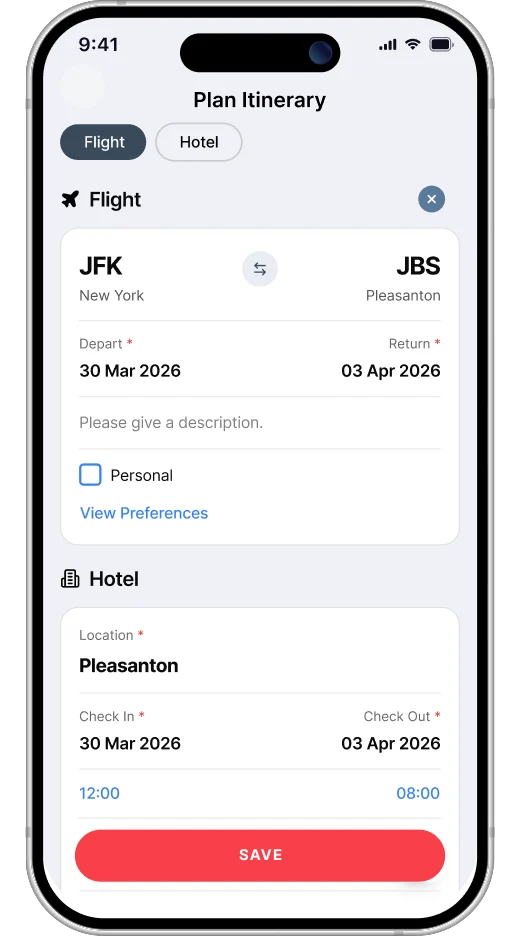 Trip request in Zoho Expense iOS app