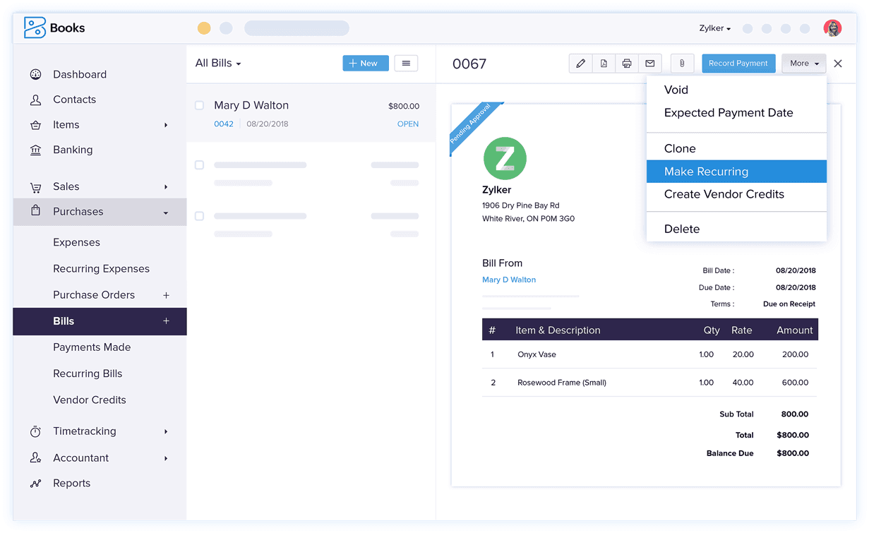 Factures récurrentes – Logiciel de gestion de la facturation en ligne | Zoho Books