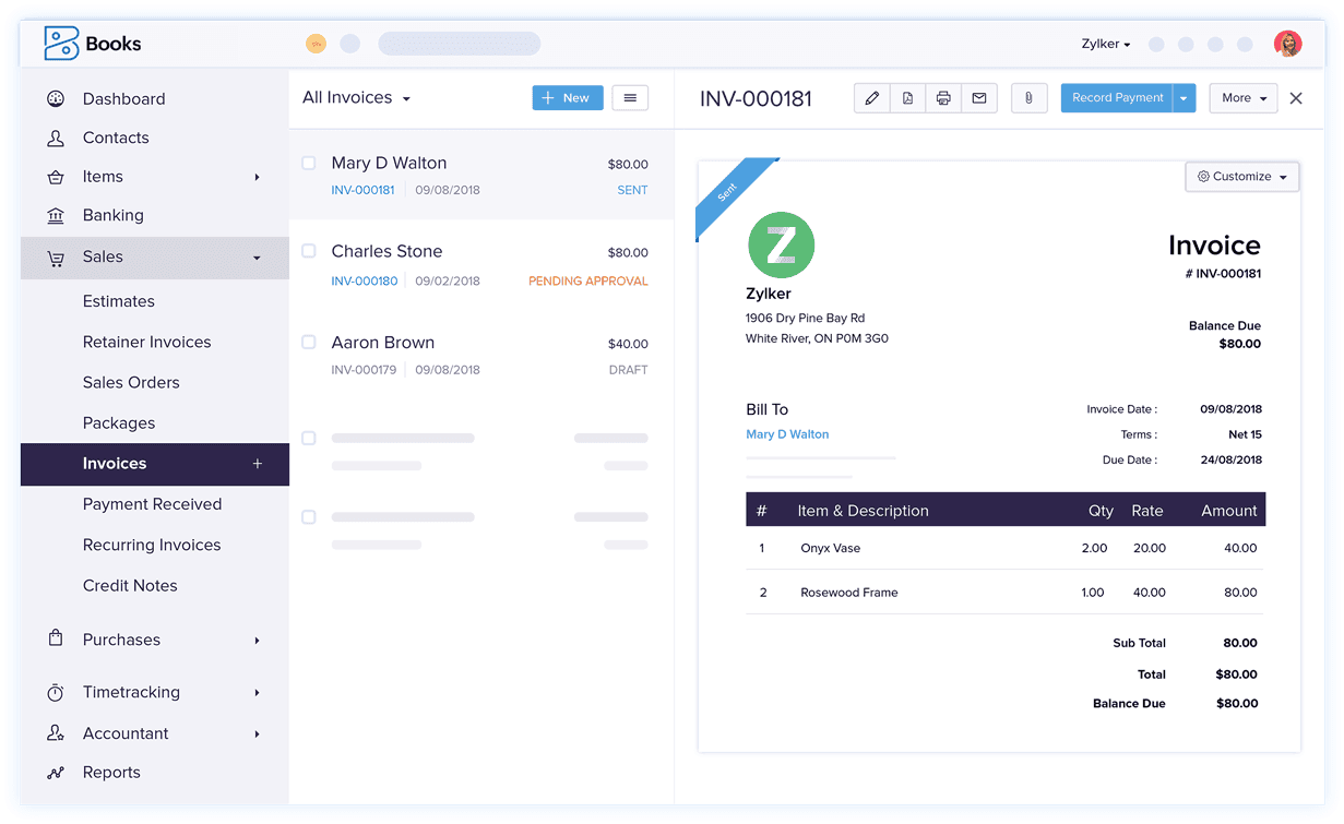 Facturation professionnelle – Logiciel comptable et de facturation | Zoho Books