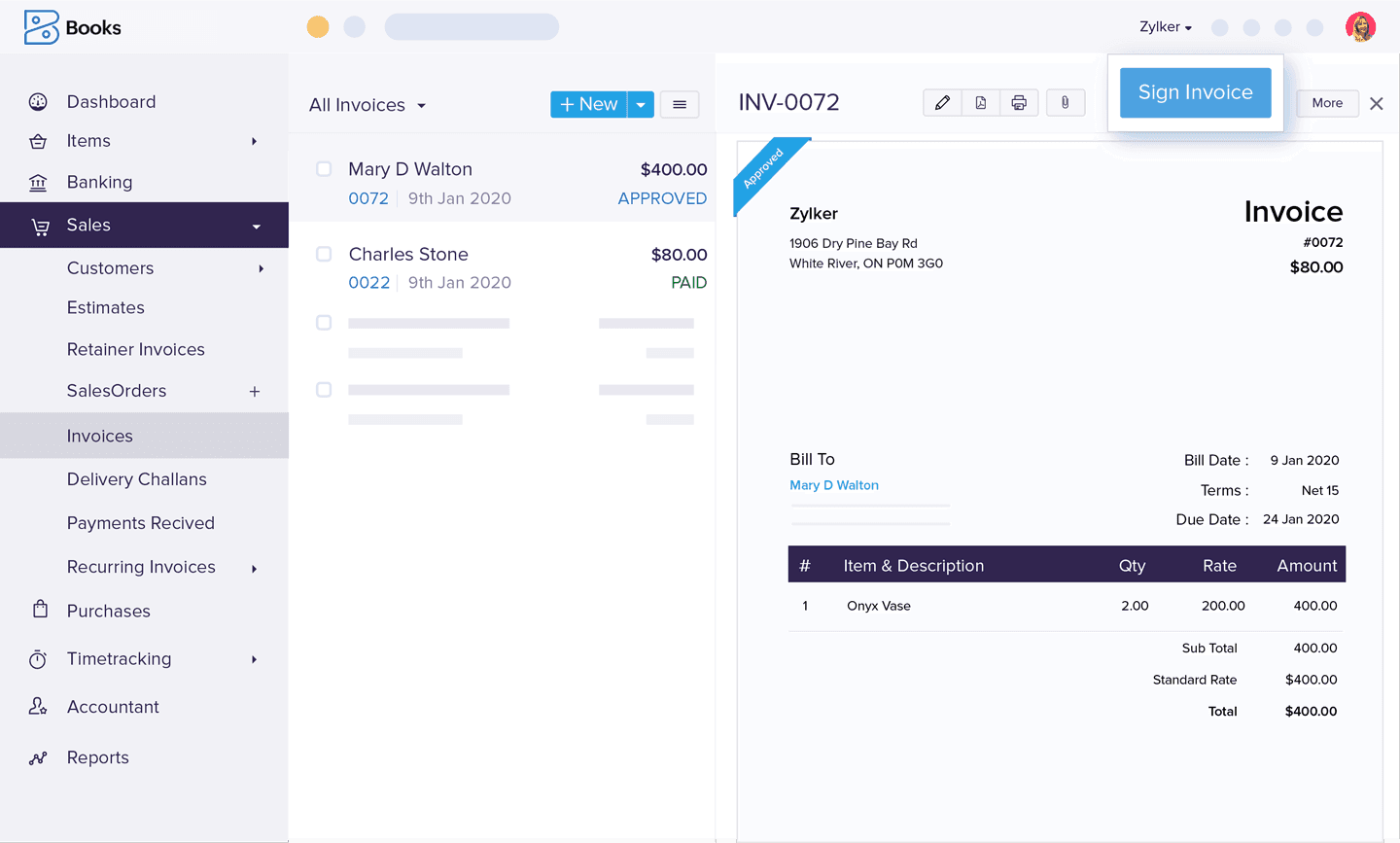 Signature numérique des factures – Logiciel comptable et de facturation pour les petites entreprises | Zoho Books