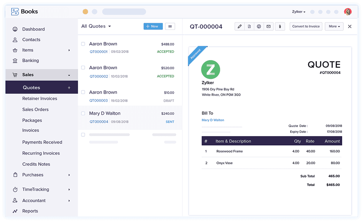Créez des devis – Logiciel de devis et de facturation | Zoho Books