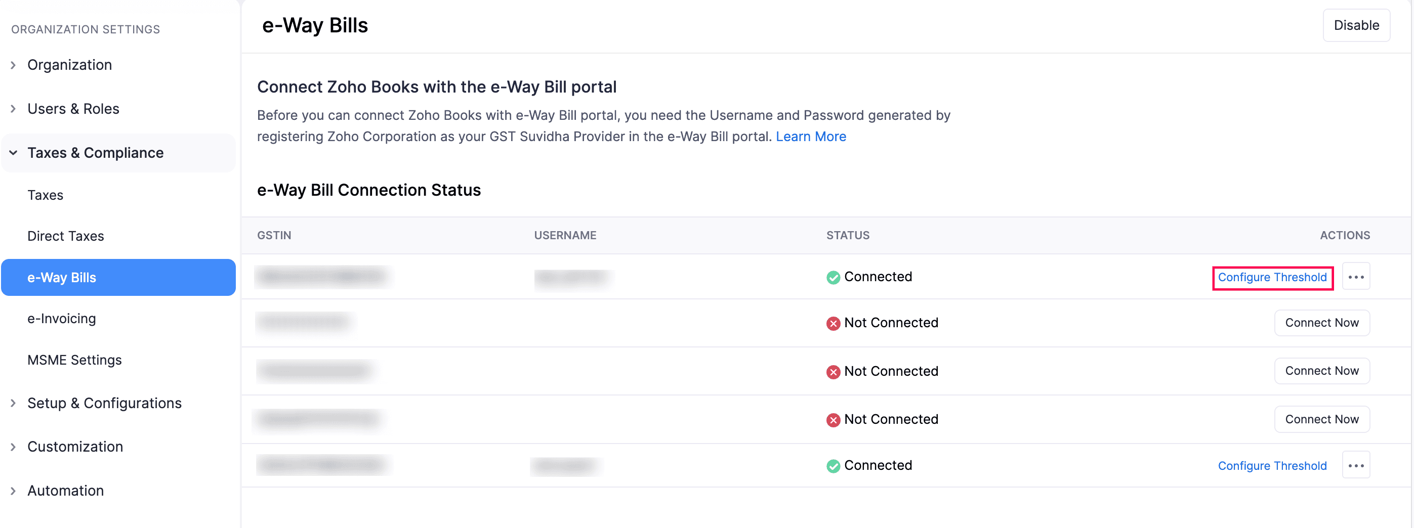 Configure Threshold for Gold