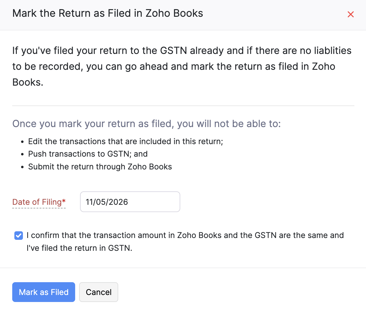 Mark as Filed