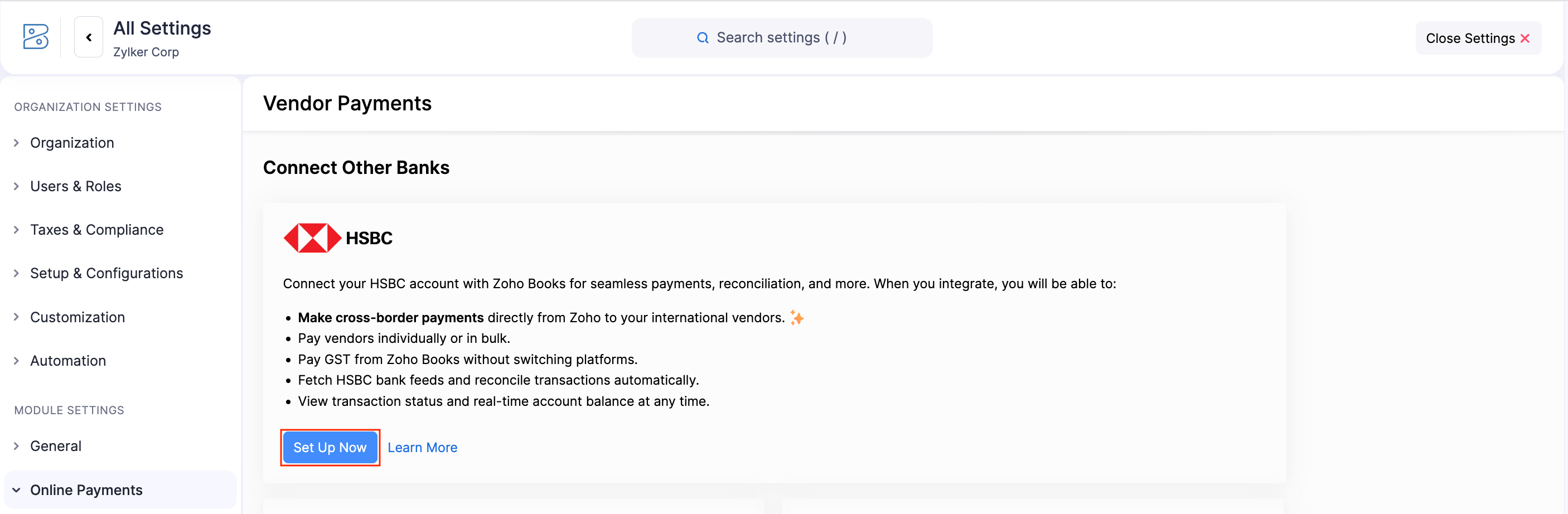 Set up HSBC Integration