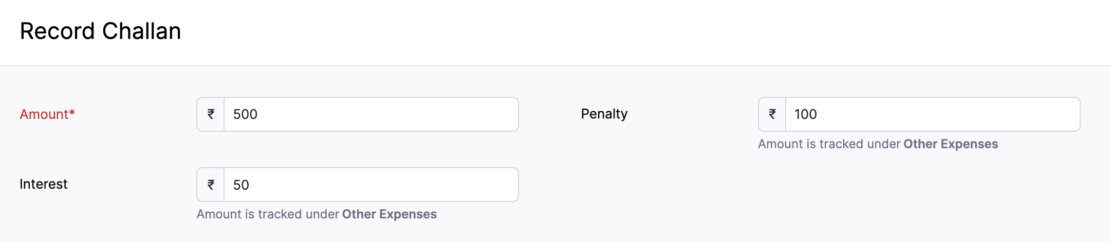 Accounts Displayed in Challan