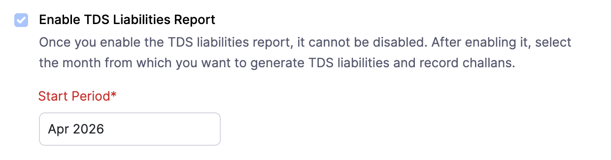 Enable TDS Liabilities