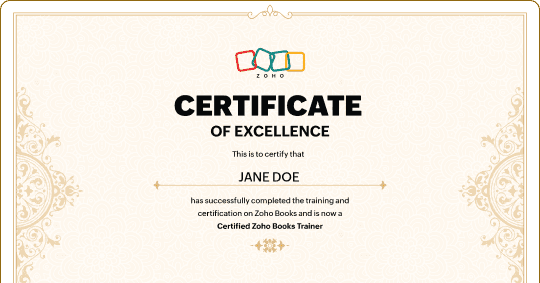 Zoho Books Trainer Certificate