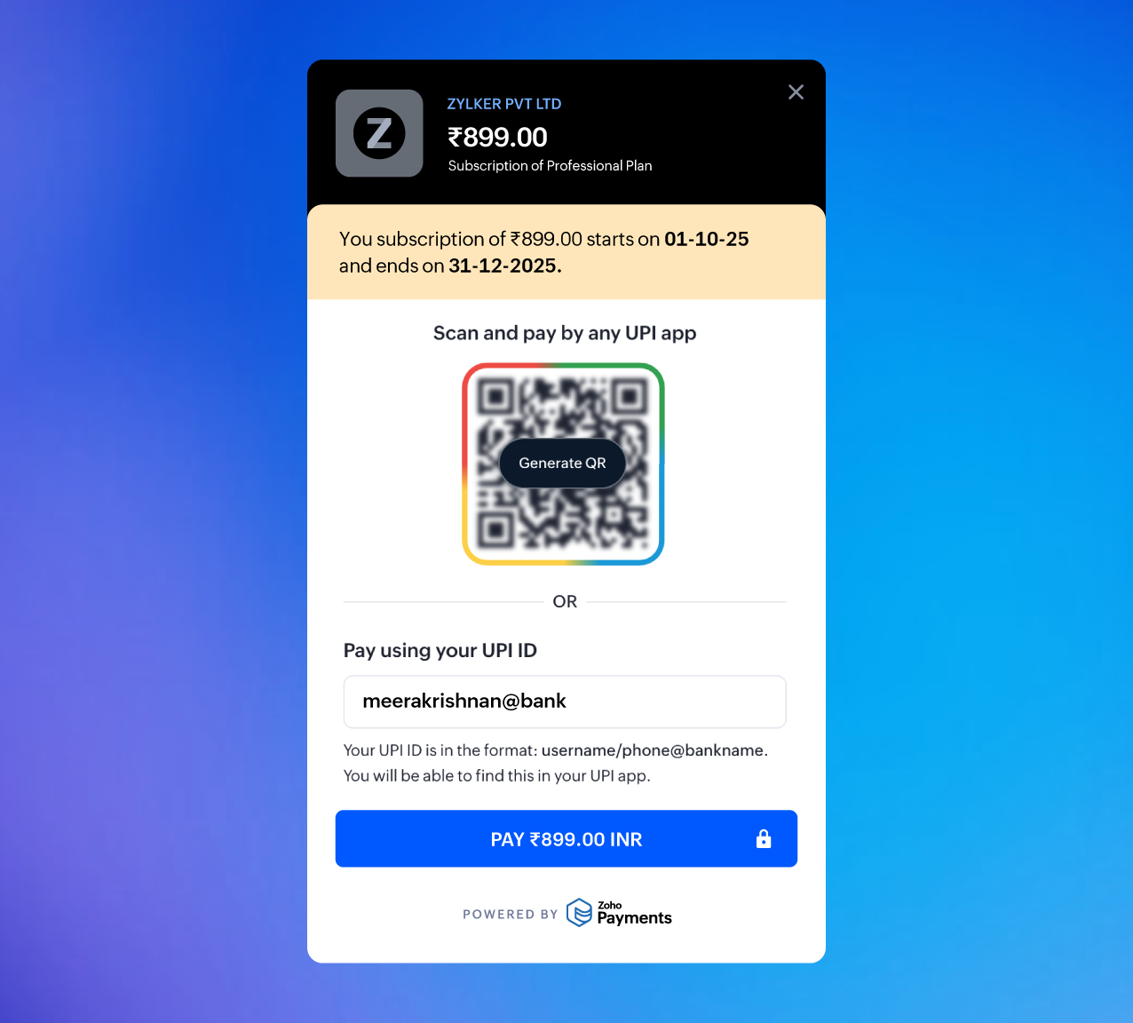 Customers subscription pay