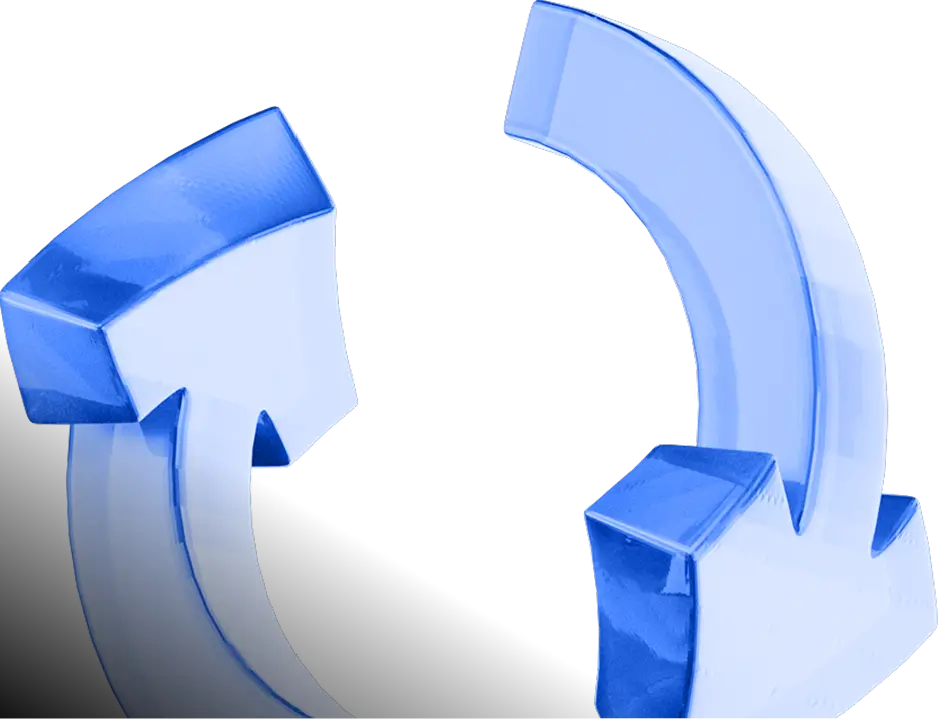 3D illustration of blue recycling arrows representing recurring payment cycles
