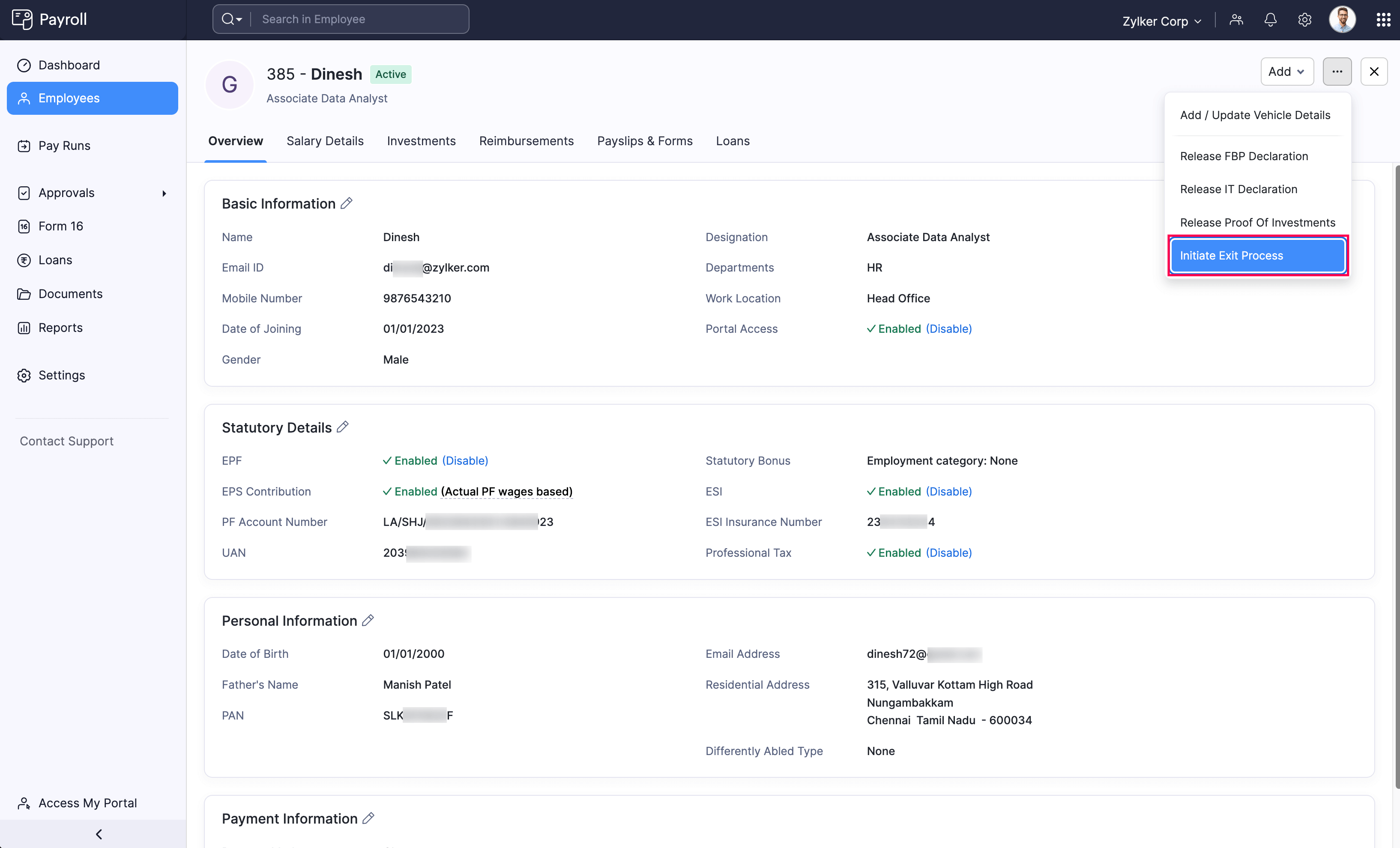 Initiate Exit Process