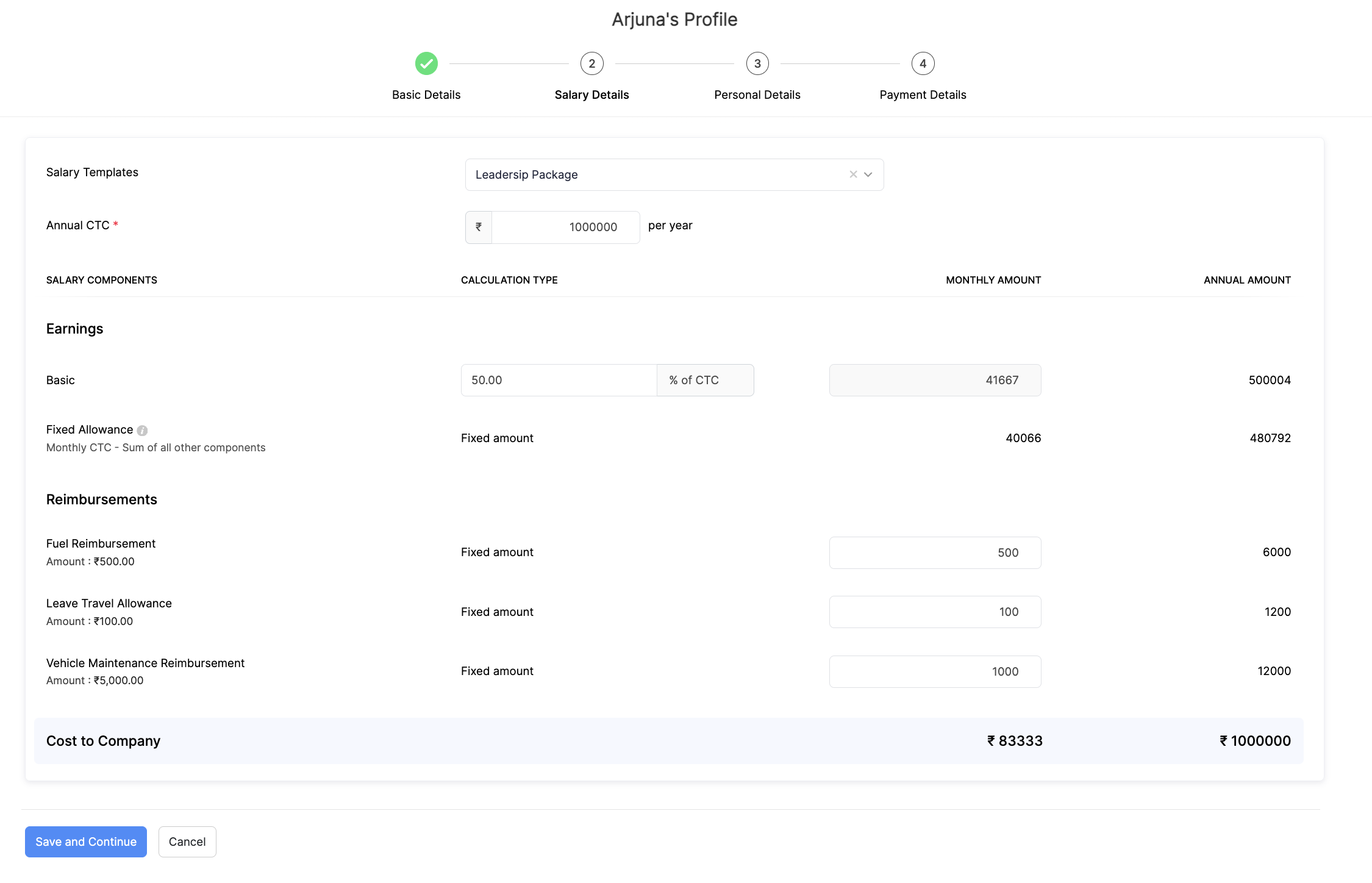 Salary Details