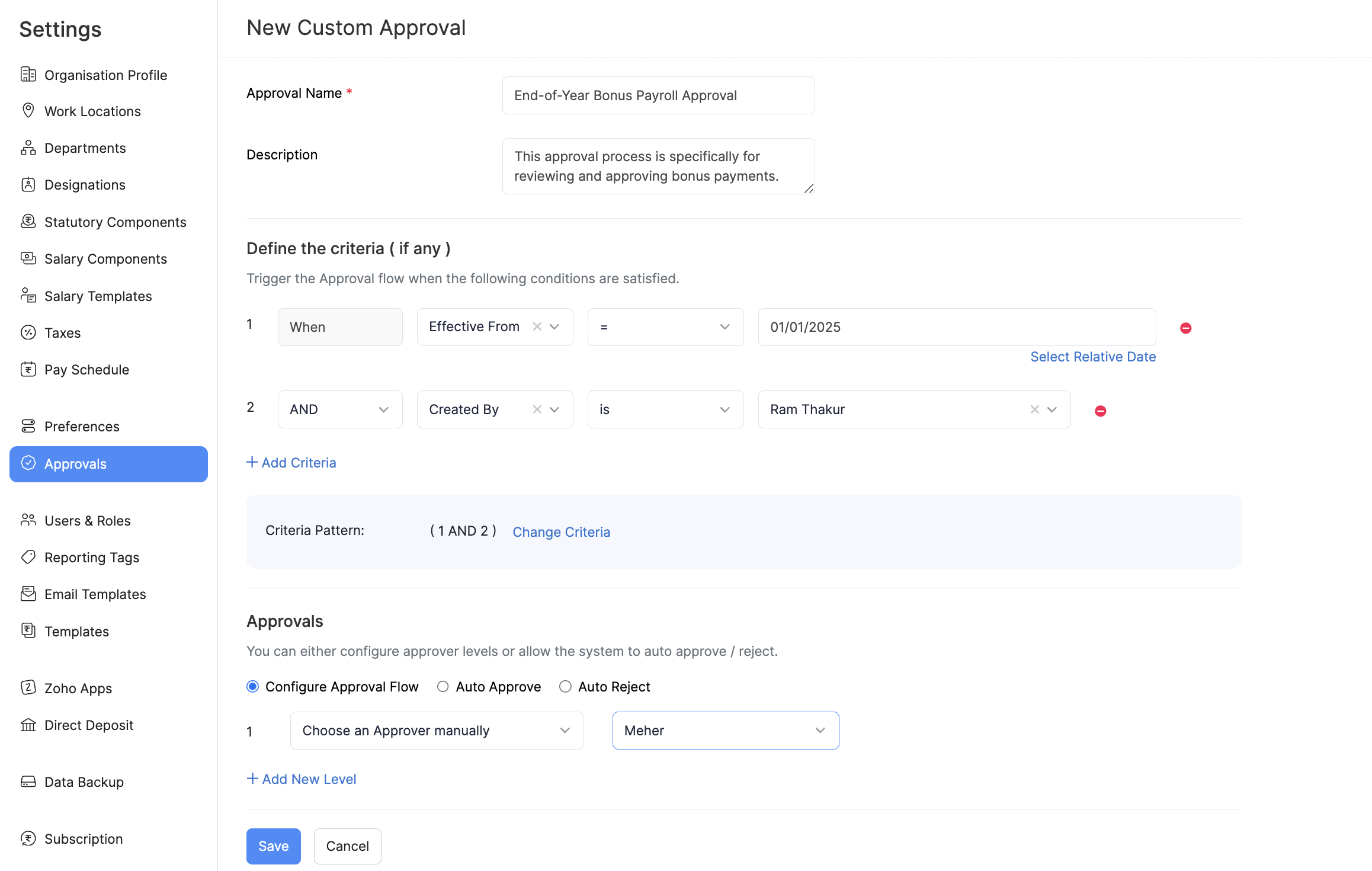 Configure Approvals