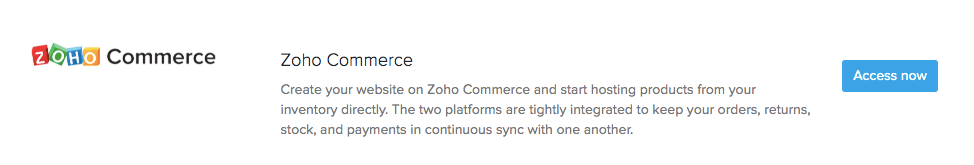 Zoho Commerce Access Now