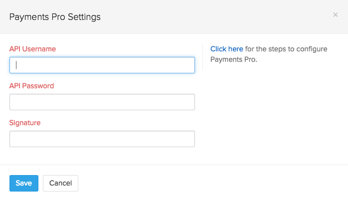 Screen shot of Paypal Payments Pro setup page
