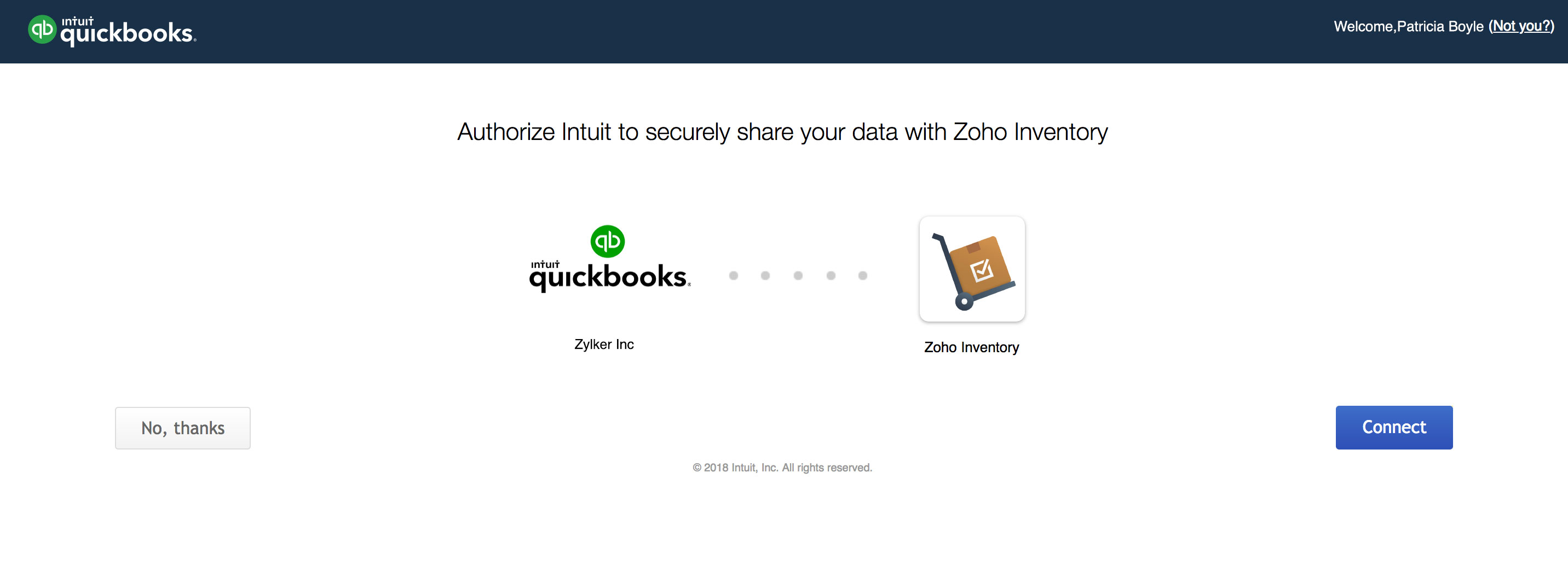 connect quickbooks to zoho inventory