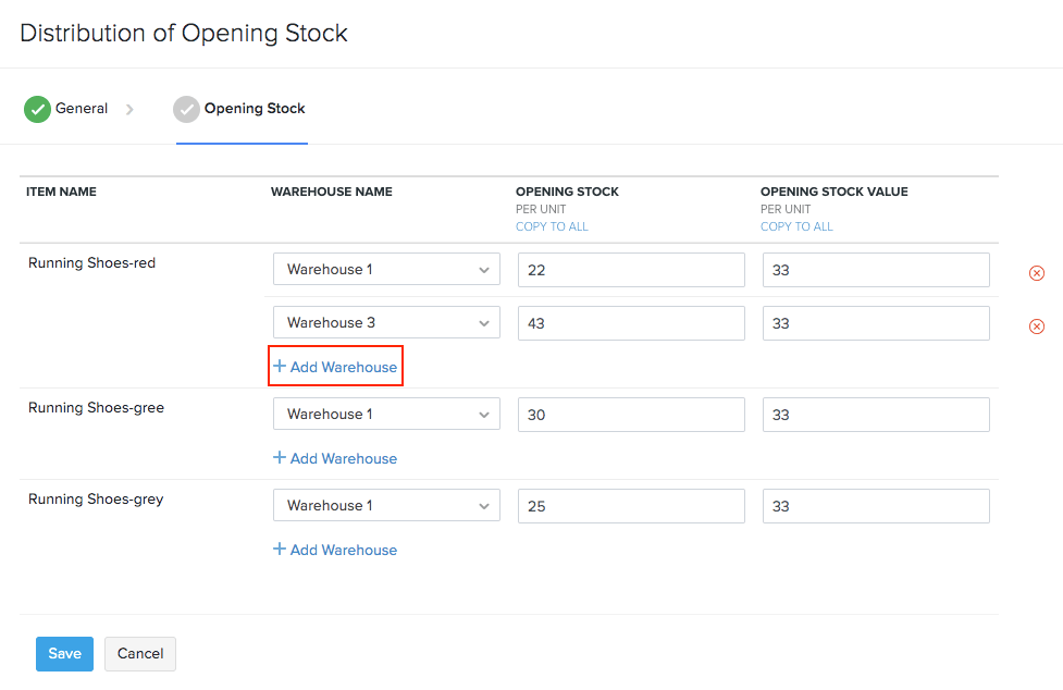 Add opening stock to item group
