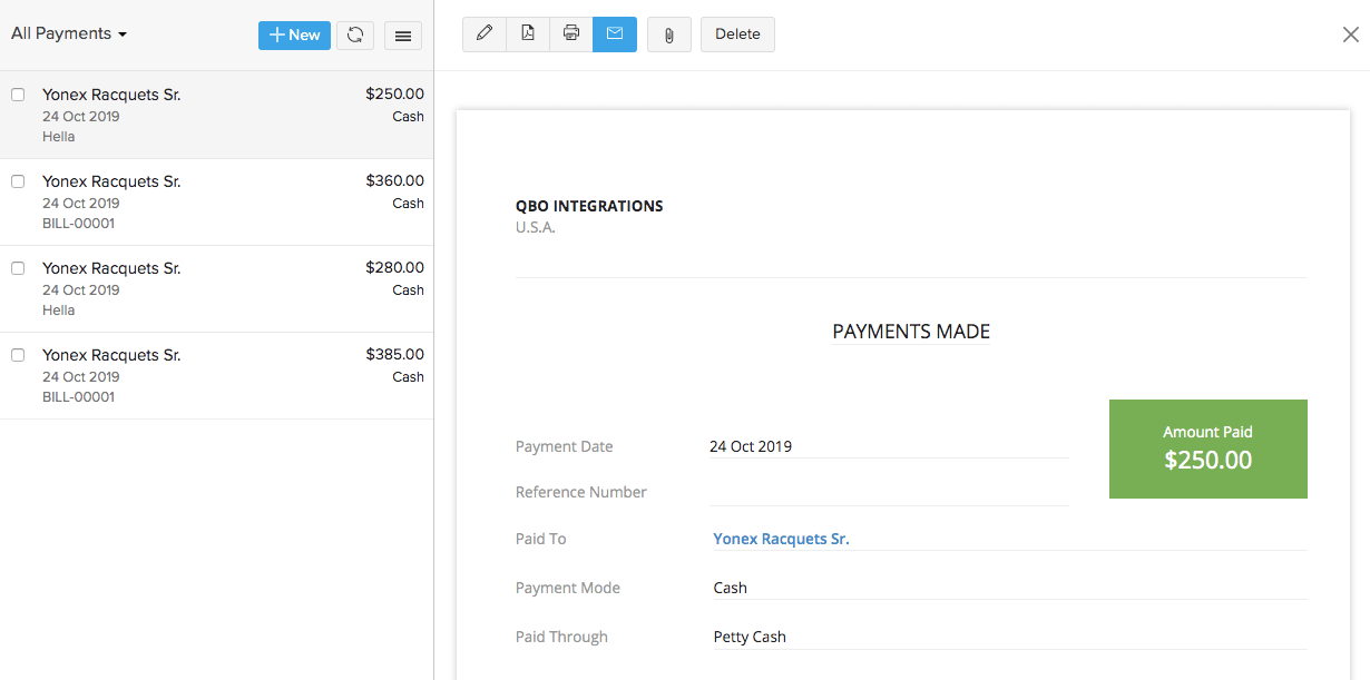 View payments made