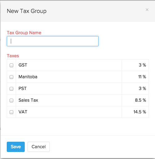 Create a new tax group