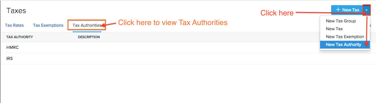 Tax authority page